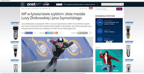 MP w łyżwiarstwie szybkim  złote medale Luizy Złotkowskiej i Jana Szymańskiego - Sport_W500
